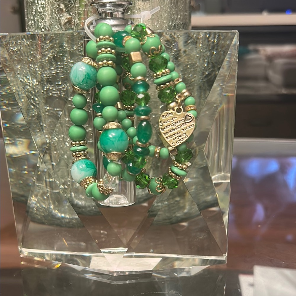 Green Beaded Bracelet Set
